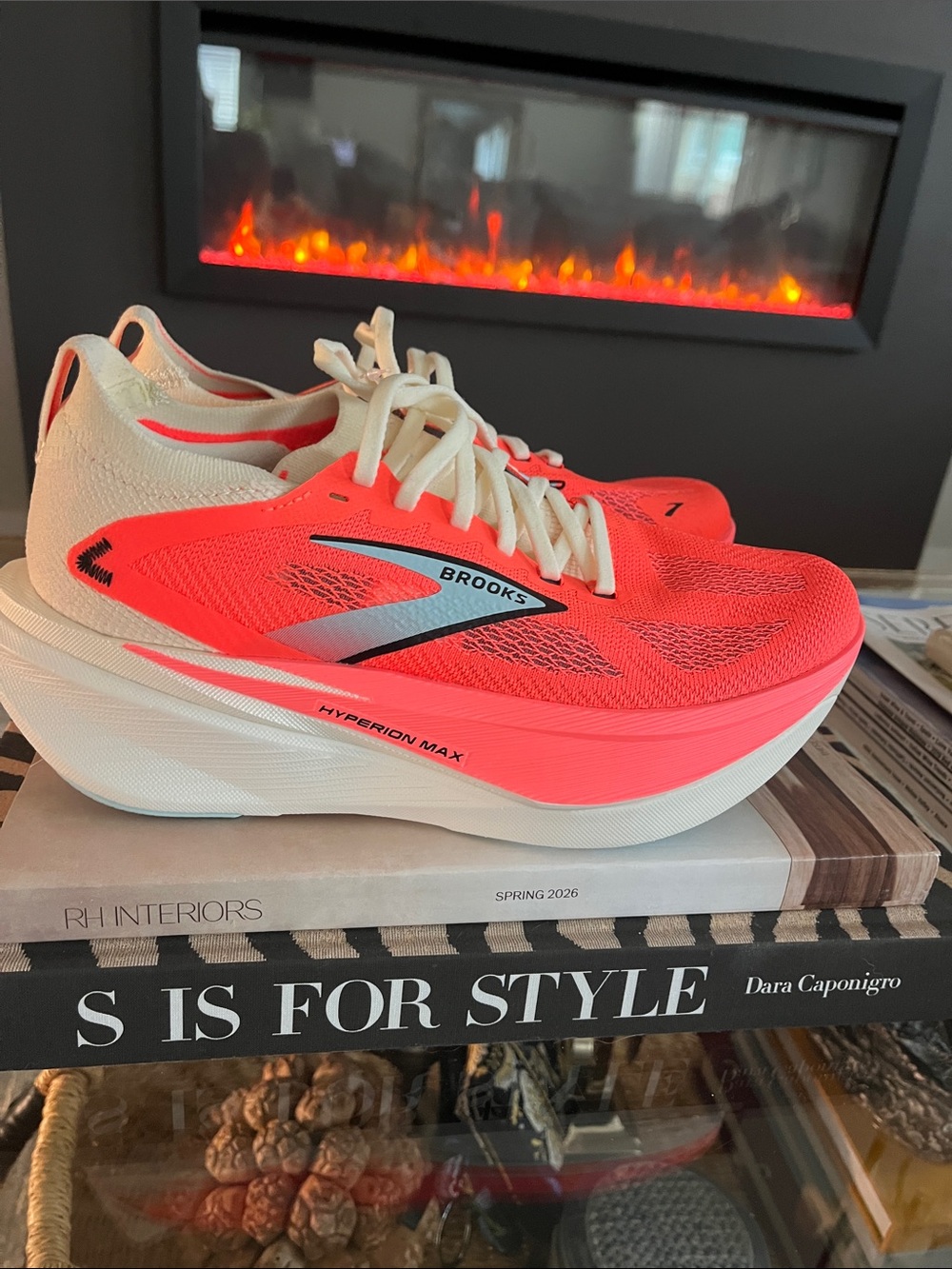 Brooks Women's Hyperion Max Neon Coral/White Performance Racing Shoe - Picture 2 of 4